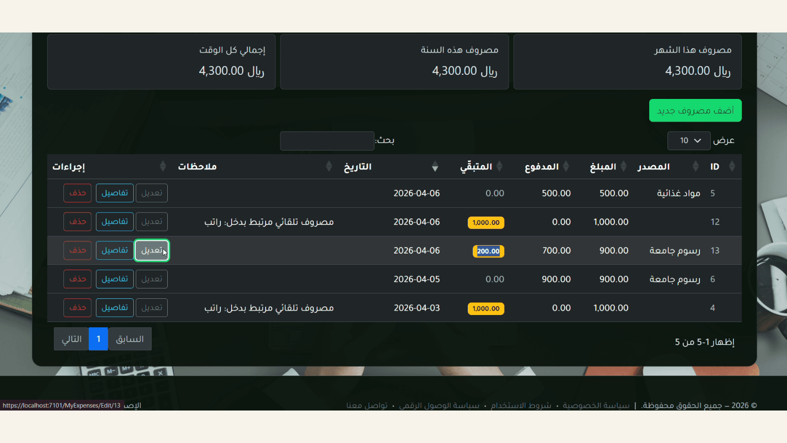 GovFinance financial records table